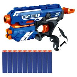 Enorme Blaze Storm Manual Soft Bullet Gun Toy with 10 Safe Soft Foam Bullets - Blue-27