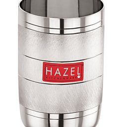 HAZEL Stainless Steel Glass for Drinking Water Unbreakable with Glossy Finish Design Set of 1 Silver - 350 ML-5