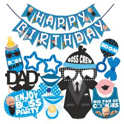 Wobbox Happy Birthday Props, Happy Birthday Banner, Boss Baby Theme Decoration Items Blue -Pack Of 17-image-74