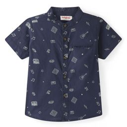 Babyhug Cotton Woven Half Sleeves  Printed Shirt - Navy Blue-picture-19