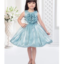 Ministitch Sleeveless Floral Applique Detailed Tissue Dress - Blue-image-39