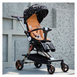 Lifelong 360° Rotation & Ergonomic Design Stroller with  Handle Adjustable Backrest - Black  & Orange-14