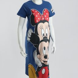 Bella Mama Disney Cotton Knit Half Sleeves Nighty With Minnie and Mickey Graphics - Navy Blue-picture-43