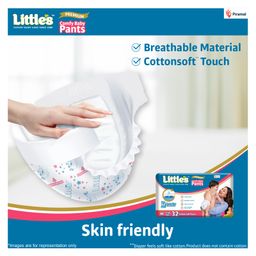 Little's Comfy Baby Pants Diapers Medium Size with Wetness Indicator and 12 hours Absorption, M (32 count) image 2