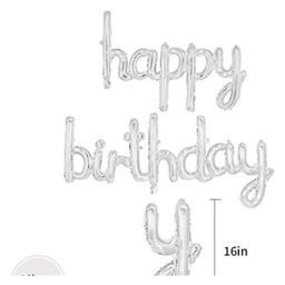 Bubble Trouble Cursive Foil Letters Handwriting Design Script Happy Birthday Foil Balloon 1 Piece (Silver) image 2