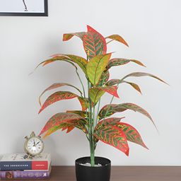 ARICK DECOR Red 1 Pieces Croton Artificial Plant With Pot-53