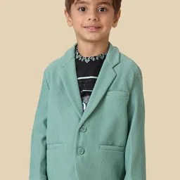 YK Boys Striped Single-Breasted Full Sleeves Blazer With Graphic Printed T-Shirt-image-89
