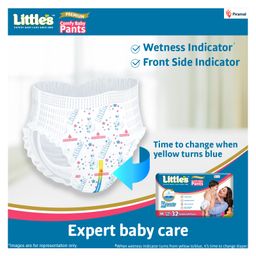 Little's Comfy Baby Pants Diapers Medium Size with Wetness Indicator and 12 hours Absorption, M (32 count) image 4