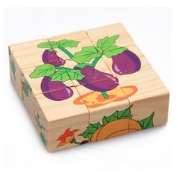 Trinkets & More Vegetable Theme 3D Jigsaw Puzzle Wooden Cube Block 6 Face 9 Pieces with Storage Tray image 4