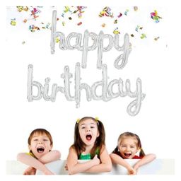 Bubble Trouble Cursive Foil Letters Handwriting Design Script Happy Birthday Foil Balloon 1 Piece (Silver) image 4