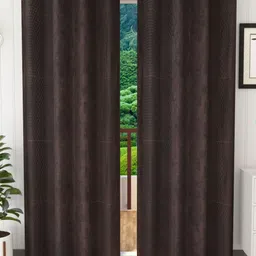 Stella Creations Brown 2 Pieces Floral Printed Room Darkening Door Curtains-image-62