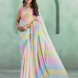 Kalista Embroidered Embellished Leheriya Georgette Saree-picture-46