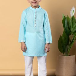 Readiprint Fashions Boys Mandarin Collar Pure Cotton Straight Kurta With Pyjamas-56
