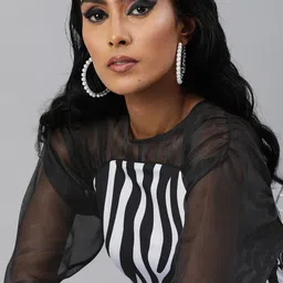 KASSUALLY Women White & Black Animal Printed A-Line Dress-image-88
