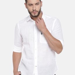 U.S. Polo Assn. Men White Tailored Fit Solid Casual Shirt-picture-0