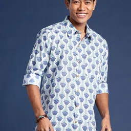 Taavi Men Block Print Legacy Pure Cotton Printed Casual Shirt-image-24