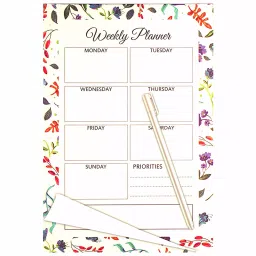 The Papier Ocean A5 Things Weekly Planner Tear Off Sheet Pad 52 Sheets with White Flowers Pattern-22