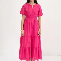 FEMMELLA Notch Neck Fit & Flare Cotton Maxi Dress-picture-35
