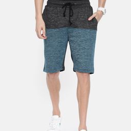 ARISE Men Black & Teal Blue Colourblocked Regular Fit Regular Shorts-picture-4
