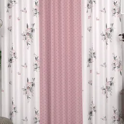 CHHAVI INDIA White & Pink Set of 3 Floral Door Curtain-image-18