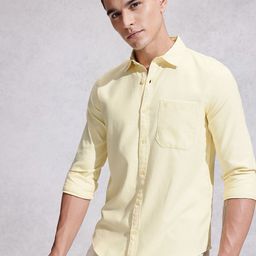 WROGN Regular Fit Solid Casual Shirt-image-7