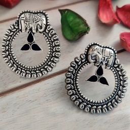 VAMA Silver-Plated Oxidised Contemporary Studs-11