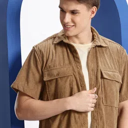 Aeropostale Drop-Shoulder Sleeves Relaxed Fit Corduroy Casual Shirt-image-54