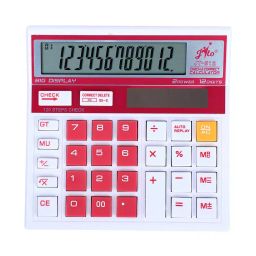 Jito 12 Digit White and Pink Electronic Calculator Large LCD Display, JT-512-32