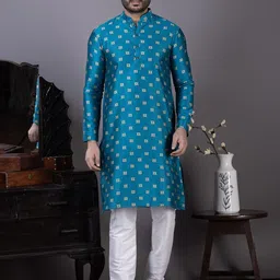 DEVOILER Men Regular Thread Work Kurta with Pyjamas-image-5