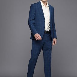 Louis Philippe Men Checked Slim-Fit Single-Breasted Formal Suit-image-83