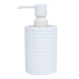 FabSeasons White & Brown Textured Plastic Soap Dispenser-16