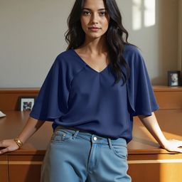 H&M Women V-Neck Cape Top-image-26