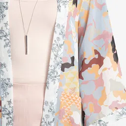 SHAYE Abstract Printed Kimono Sleeves Open Front Shrug image 5