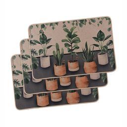 Aura 3-pcs Brown & Green Printed Anti-SkidDoormats-43