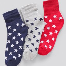 Pine Kids Anti Microbial Ankle Length Terry Socks Star Print Set of 3 Pairs (Color May Vary)-image-10