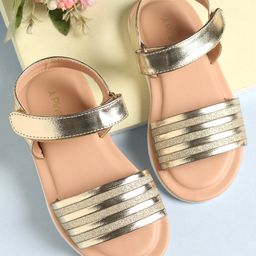 Pine Kids Velcro Closure Sandals with Glitter Embellished - Golden-image-44