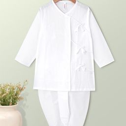 Babyhug 100% Cotton Angarakha Embroidered Dhoti Kurta Set - White-image-46
