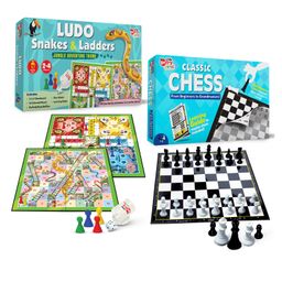 Little Berry 3 in 1 Jungle Ludo Snakes Ladders and Classic Chess Board Game Combo Set - Multicolor-1