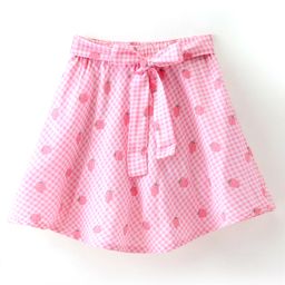 Babyhug 100% Rayon Woven Skorts With Lining Strawberry Print - Pink-image-61