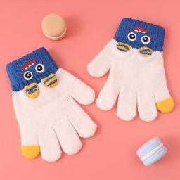 Babyhug Woollen Gloves with Cartoon Print - White-picture-28