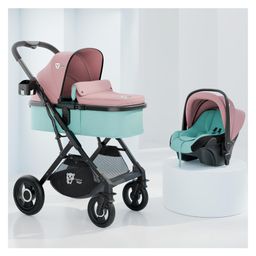 Lifelong Stroller Pram Bassinet & Car Seat With Foldable & Travel Friendly Pram - Pink-image-24