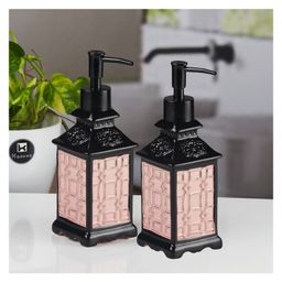 KOOKEE Ceramic Soap Dispenser for handwash for Bathroom, Pink, (Set of 2) (12042)-16
