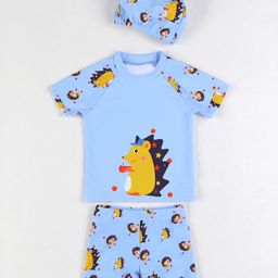 Mark & Mia Half Raglan Sleeves Two Piece Swimsuit With Animal Print - Light Blue-image-33