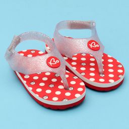 Babyoye Velcro Closure Flip Flops With Polka Dots Print - Red-image-27