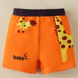 Babyhug Swimming Trunk With Giraffe Print - Orange-image-53