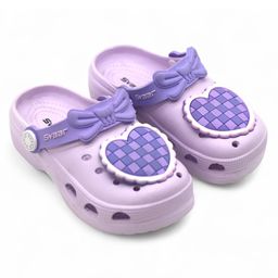 Svaar Heart 3D Jibbitz Applique Detailed Perforated Clogs - Purple-image-32