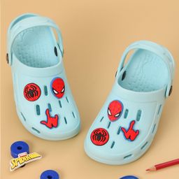 Marvel by Yellow Bee Perforated Clogs With Avengers Featuring Spiderman Charms - Light Blue-picture-26