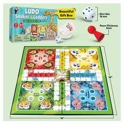Little Berry 3 in 1 Jungle Ludo Snakes Ladders and Classic Chess Board Game Combo Set - Multicolor image 2