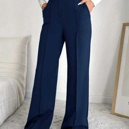 Next One Women Smart Straight Fit High-Rise Easy Wash Pleated Trousers-picture-16