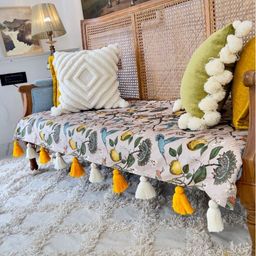 THROWPILLOW Beige & Blue Printed Polyester 1 Piece Sofa Cover-image-68